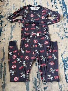 Hanna Andersson Marvel Long John Pajama Set Captain America Size 10